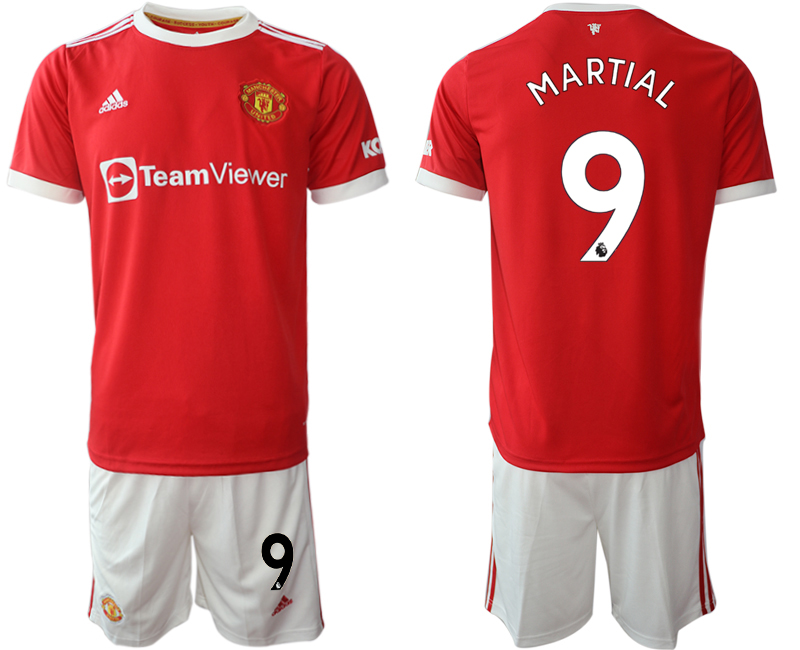 Men 2021-2022 Club Manchester United home red #9 Adidas Soccer Jersey